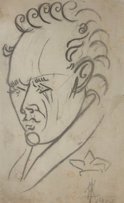 Ritratto del poeta Vasili Kamensky, 1884-1961, 1913 da Nikolai Ivanovich Kulbin