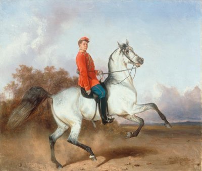 Ritratto di un ussaro a cavallo da Nikolai Jegorowitsch Swertschkow