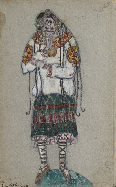 La ragazza. Costume design per il balletto La sagra della primavera di I. Stravinsky, 1912 da Nikolai Konstantinowitsch Roerich
