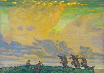Il grande sacrificio. Scenografia per il balletto La sagra della primavera di I. Stravinsky da Nikolai Konstantinowitsch Roerich