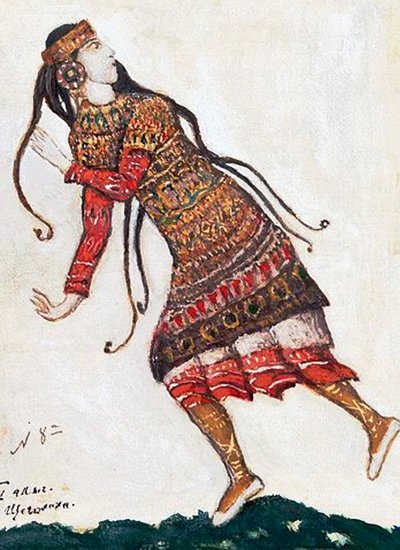Signora ultramoderna. Costume per il balletto La Sagra della Primavera di I. Stravinsky da Nikolai Konstantinowitsch Roerich