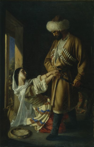 Leila e Khadji Abrek dopo la poesia di M. Lermontov, 1852 da Nikolai Nikolayevich Ge