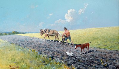 Il lavoro: contadino che ara il suo campo, Russia da Nikolai Nikolayevich Karasin