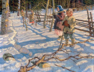 Bambini nella neve da Nikolai P. Bogdanow Bjelski