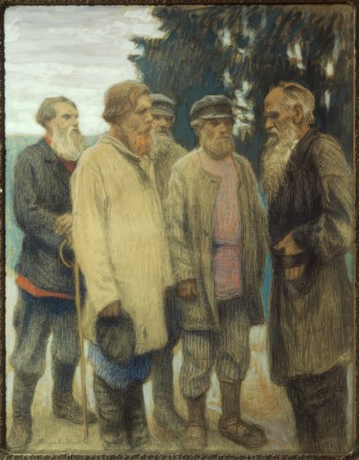 Leo Tolstoj con contadini da Nikolai P. Bogdanow Bjelski