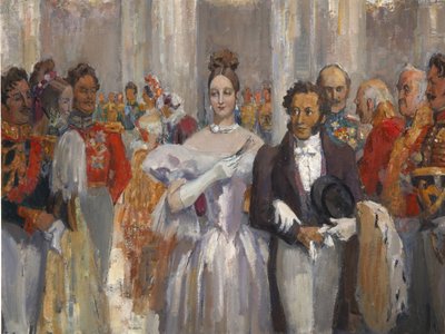 Aleksandr Puškin con sua moglie al ballo da Nikolai Pavlovich Ulyanov