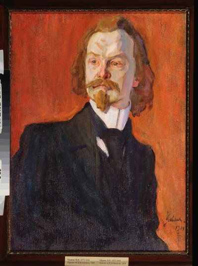 Ritratto del poeta Konstantin Balmont (1867-1942) - Dipinto di Nikolai Pavlovich Ulyanov (1875-1949) da Nikolai Pavlovich Ulyanov