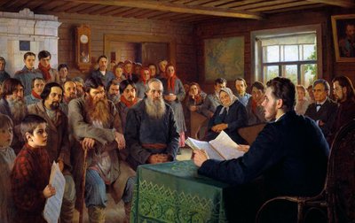 Messaggio domenicale in una scuola di villaggio, 1895 da Nikolai Petrovich Bogdanov Belsky
