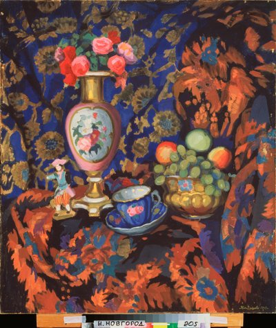 Natura morta con porcellana e fiori - Opera di Nikolai Semyonovich Zaytsev (1885-1938) da Nikolai Semyonovich Zaytsev