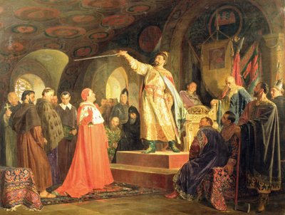 Il Principe Romano di Halych-Volhynia riceve gli ambasciatori di Papa Innocenzo III da Nikolai Vasilievich Nevrev