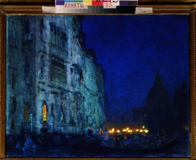"Nocturne venitien" Mondanità nei palazzi veneziani sulla laguna. Peinture de Nikolai Vasilyevich Dosekin (1863-1935) Museo d