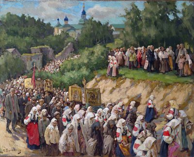 Processione della croce al Monastero della Dormizione di Pskovo-Pechersky da Nikolai Vasilyevich Kharitonov