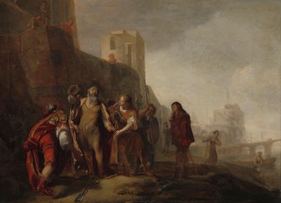 I legati di Alessandro Magno investono il giardiniere Abdalonymus con le insegne della regalità di Sidone, c.1645-c.1650 da Nikolaus Knüpfer