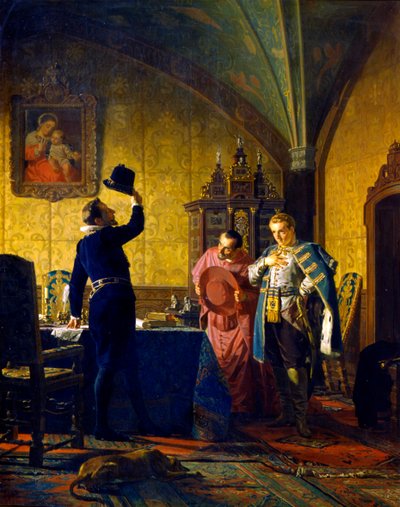 Falso Dmitry giura fedeltà al re Sigismondo III Vasa, 1874 da Nikolay Nevryov