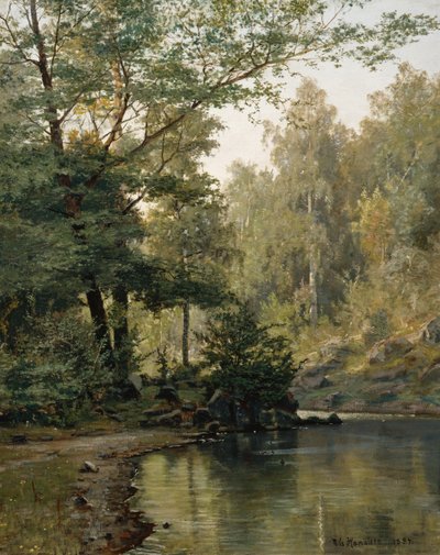Lago di bosco (pittura a olio) da Nils Hansteen