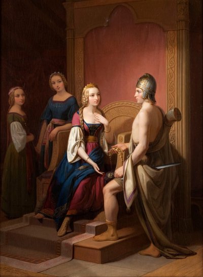 Heimdall restituisce il Brisingamen a Freya, 1846 da Nils Jakob Blommér