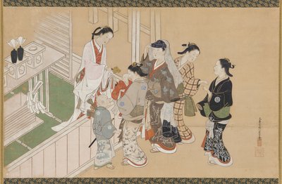 Prima visita di un neonato a un santuario shintoista, periodo Edo, fine XVII-inizio XVIII secolo da Nishikawa Sukenobu