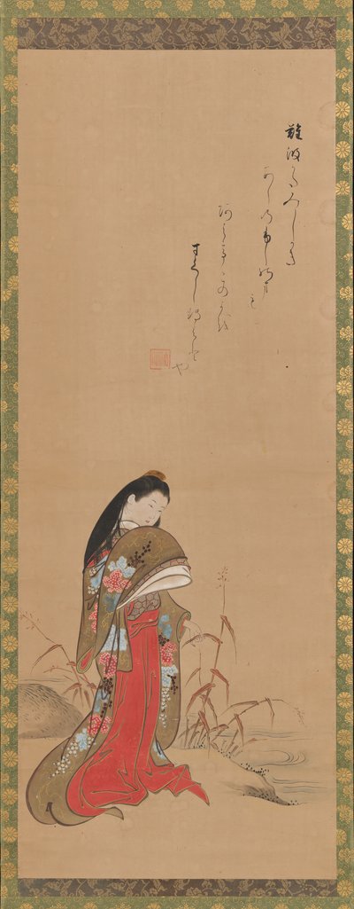 Signora Ise sulla riva del fiume da Nishikawa Sukenobu