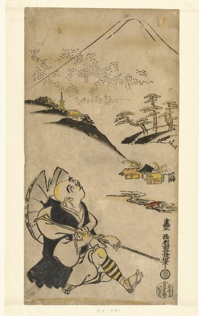 Il poeta-sacerdote Saigyo Hoshi che guarda il monte Fuji da Nishimura Shigenaga