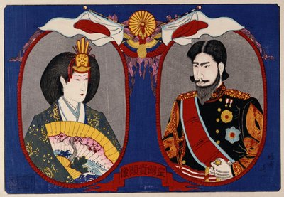 Ritratti delle loro Maestà Imperiali, Imperatore e Imperatrice Meiji da Nobukazu Watanabe