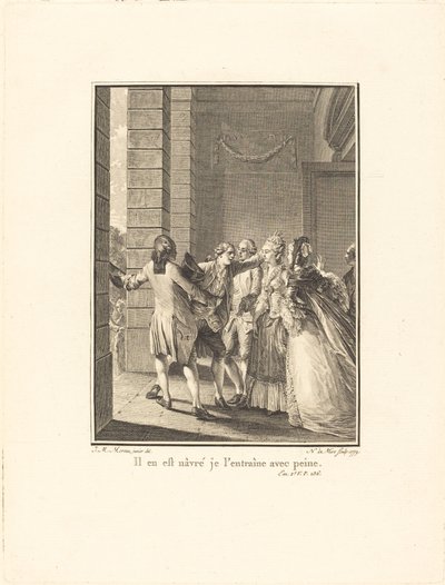Ne è afflitto, lo trascino con difficoltà da Noël Le Mire after Jean Michel Moreau