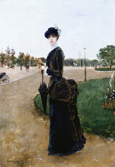 Una signora elegante nel Bois de Boulogne, 1880 da Norbert Goeneutte