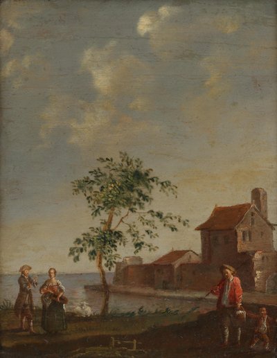Paesaggio con personale figurativo da Norbert Grund
