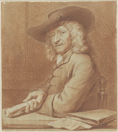 Ritratto del disegnatore Jan Pietersz. Zoomer, con cappello e rotolo di carta da Norbert van Bloemen