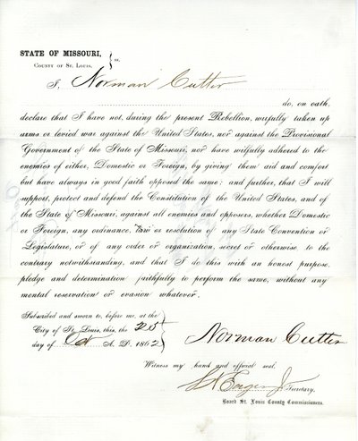 Giuramento di fedeltà di Norman Cutter del Missouri, Contea di St. Louis da Norman Cutter
