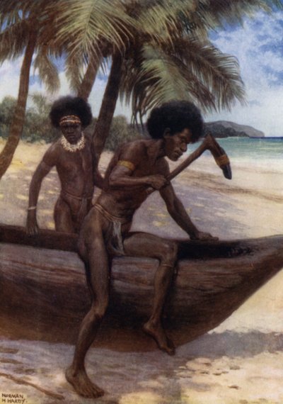 Ultimazione di una canoa, Nuova Guinea Britannica da Norman Hardy