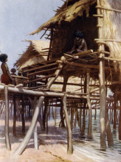 Nelle palafitte a Hanuabada, Port Moresby, Nuova Guinea Britannica da Norman Hardy