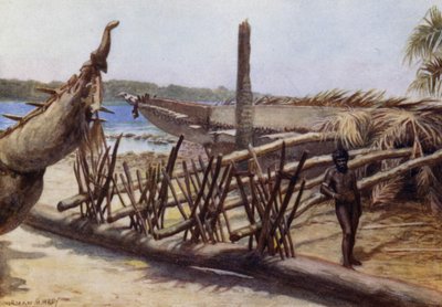 Vecchie canoe da guerra, vicino a Malekula, Nuove Ebridi da Norman Hardy