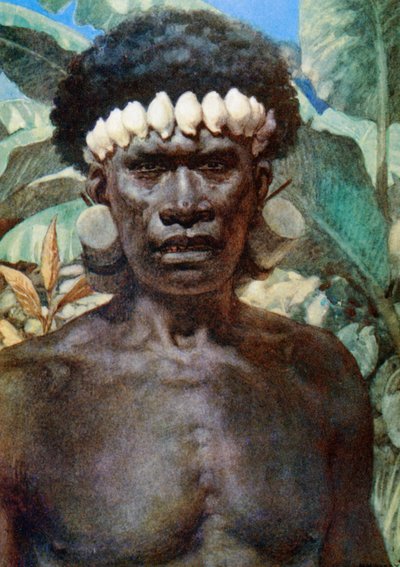 Ritratto di un cannibale delle Isole Salomone, 1908 da Norman Hardy