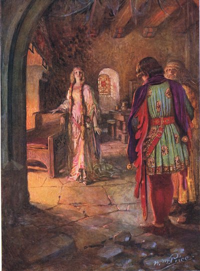 Geraint non aveva mai visto una dama così bella e dolce, illustrazione da 