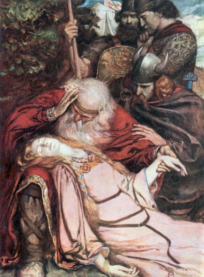 Lear, "Cordelia, Cordelia". Re Lear - Atto V, Scena 3 (litografia a colori) da Norman Mills (after) Price
