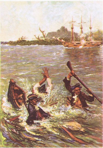 La barca affondata dalla poppa in tre piedi d