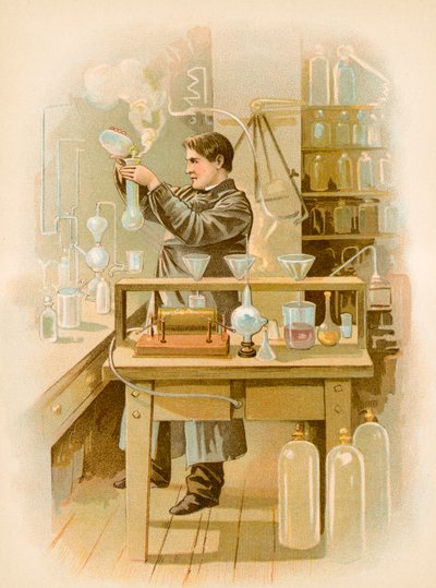 Thomas Edison nel suo laboratorio da North American