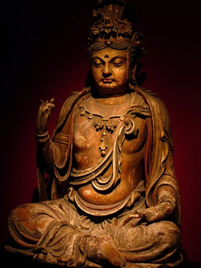 Scultura in legno dipinto di Boddhisatva, Dinastia Song (960-1279), Museo Nazionale di Shanghai. Fotografia, Leonard de Selva, Cina, 2006 da Northern Song Dynasty Chinese School