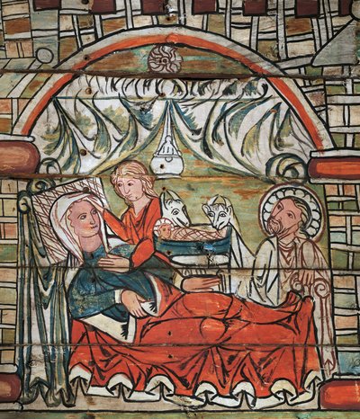 Natività di Gesù, affresco, fine XIII secolo, Norvegia da Norwegian School