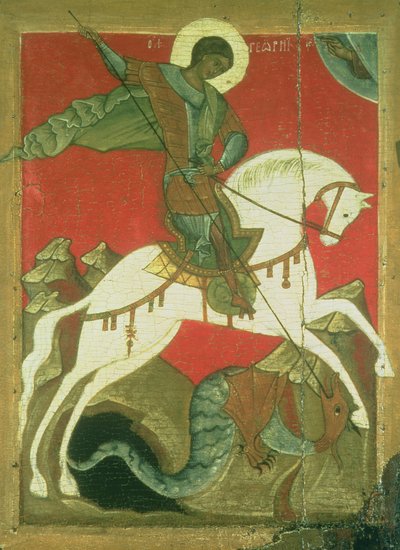 Icona di San Giorgio e il drago da Novgorod School