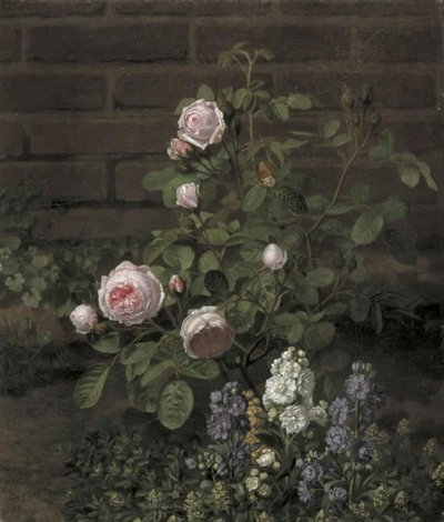 Un albero di rosa muschiata circondato da fiori estivi da O.D. Ottesen