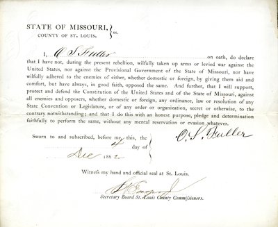Giuramento di fedeltà di O. S. Fuller del Missouri, Contea di St. Louis da O.S. Fuller