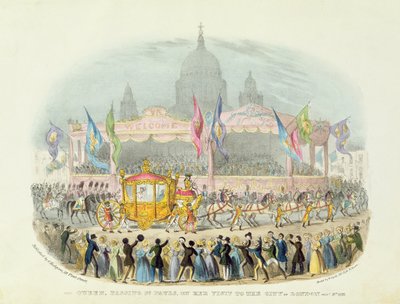 La Regina Vittoria che Passa davanti alla Cattedrale di San Paolo, 9 Novembre, 1837 (disegno) da O. Hodgson