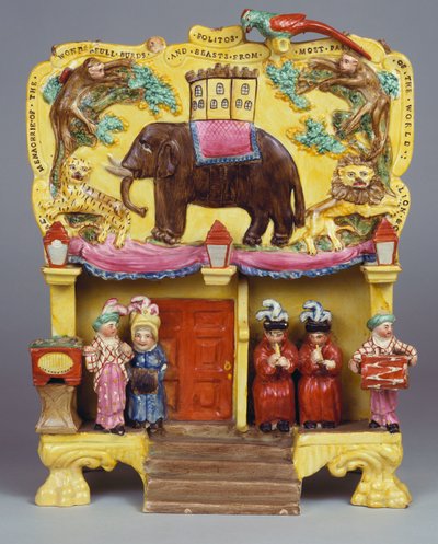 Un gruppo di terracotta di "La menagerie di Polito di uccelli e bestie meravigliose da molte parti del mondo", c.1830 da Obadiah Sherratt