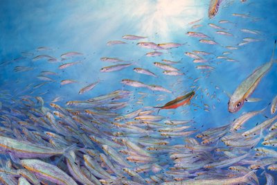 Fucilieri (dettaglio), 2017 (acrilico su lino in cornice a tulipano) da Odile Kidd
