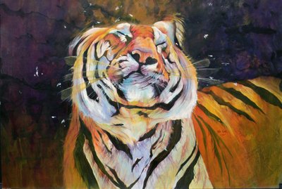Tiger (Shaking Head) 1996 (inchiostri, acrilici e matita su carta) da Odile Kidd