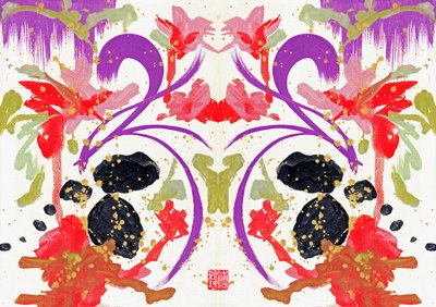 Fiori Zen Arancio e Viola 1, 2021 da Odilia W. Y. Fu