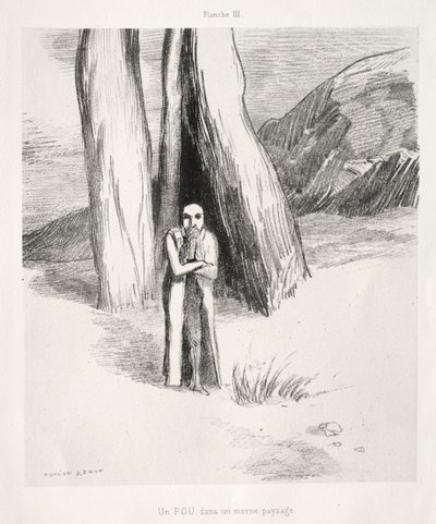 Un pazzo in un paesaggio tetro da Odilon Redon