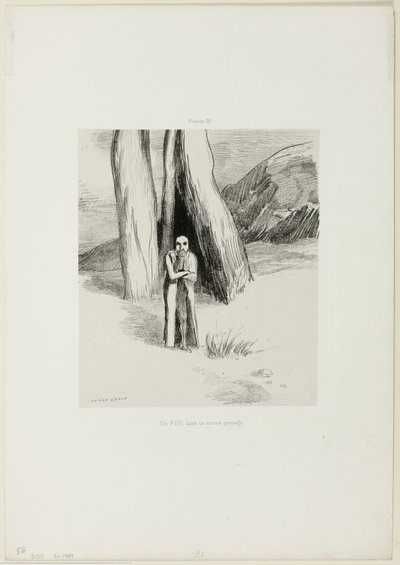 Un pazzo in un paesaggio tetro, tavola 3 di 6 da Odilon Redon
