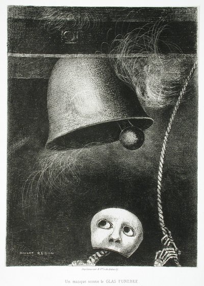 Una maschera suona il rintocco della morte da Odilon Redon